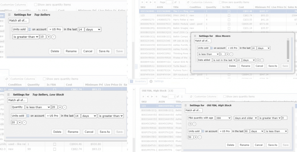 image: screenshots of smart lists
